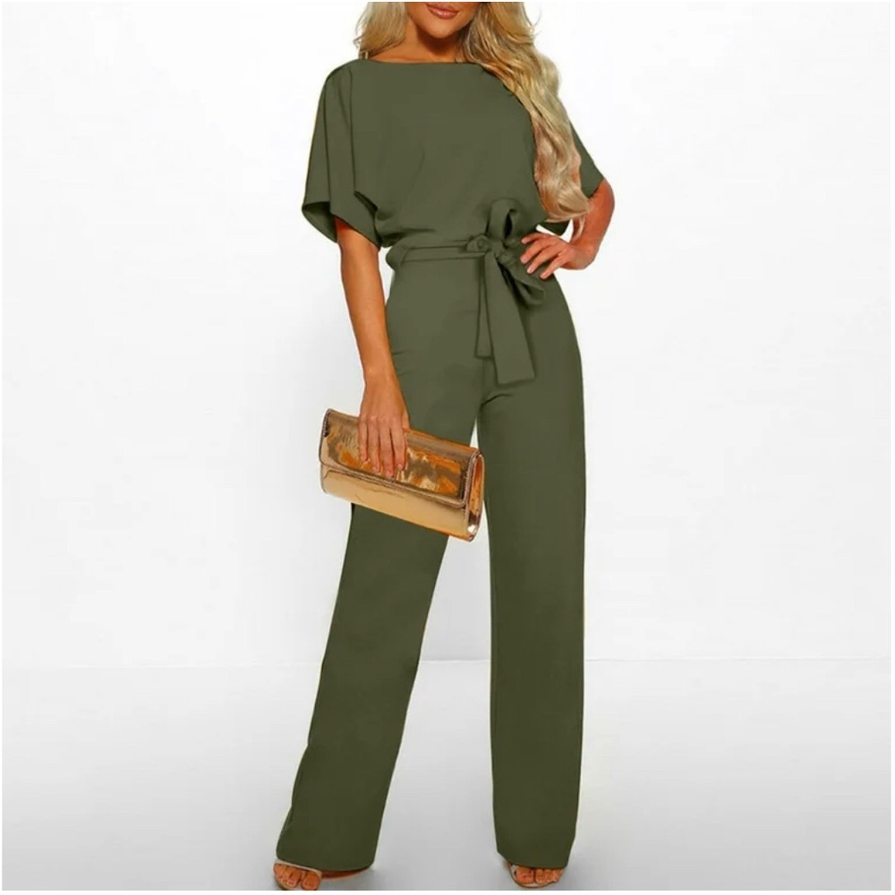 Women’s Olive Green Belted Jumpsuit
